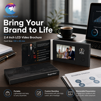 Brochure vidéo promotionnelle mince et rechargeable avec écran LCD 2,4 pouces 320x240, interrupteur magnétique et lecture automatique pour branding d'entreprise