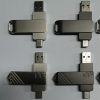 Flashdisk USB 2in1 Tipe-C USSD 1TB Grosir Putar 16g 32g 64g Kreatif Hadiah Logam Custom Flash Drive USB