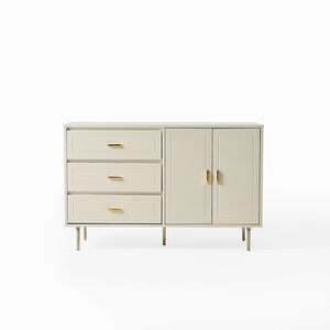 Modern Simple Design White HDF <b>Chest</b> of Drawers 3 Drawers With Two Doors for Bedroom Living Room <b>Storage</b> 0815-white-5 Living Roo - Product Image 5