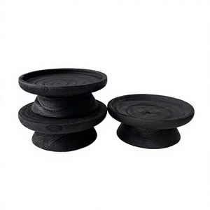 Solid Wood <b>Black</b> Art Deco Retro Floor Aromatherapy Wax Candle Holder Fruit <b>Plate</b> Snack Tray Chinese Wedding Decorative Ornament - Product Image 3