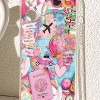 Funda Protectora para Teléfono Móvil de TPU Suave Transparente con Estampado de Mapa de Viajes, Coche y Avión para iPhone 11 12 13 14 15 16 17 Pro Max Air