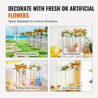 Support à fleurs carré en métal plaqué or de haute qualité et durable avec plateau en acrylique pour centres de table de mariage et décorations au sol