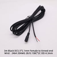 Lager 20AWG 0,49mm DC5521 5,5*2,1mm 2,5mm Stecker Buchse Kabel verzinnt offenes DC-Netzteil PVC Industrielle Verwendung 5V 5A