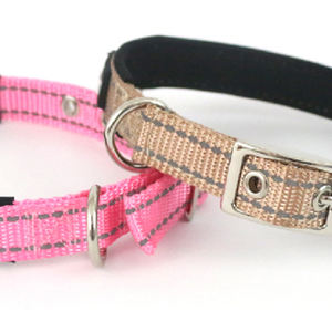 Collier pour chien en nylon réfléchissant à motif uni, doublure en néoprène, fermeture à boucle, style classique, fond de plongée, 1,6x45cm - Product Image 3