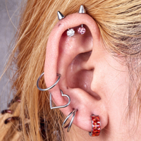 TT - Boucles d'oreilles créoles articulées en titane ASTM-F136 pour enfants, motif cœur, pour piercing de septum et tragus
