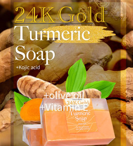 150g אישי טיפוח עור יופי מוצרים אורגני פילינג לחות כורכום קוג 'ית חומצה 24 K זהב בעבודת יד אמבטיה סבון בר - Product Image 3