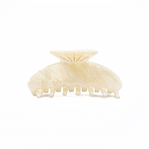 Pince à cheveux unisexe en acétate à finition marbrée crémeuse, grande taille, pince à mâchoires, design festonné, maintien antidérapant pour cheveux épais - Product Image 4