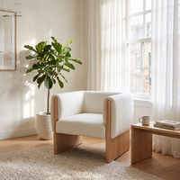 Fauteuil de salon rembourré avec accoudoirs en bois, mobilier de chambre, fauteuil d'appoint moderne pour salon