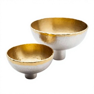 Decorative Metal Serving <b>Bowls</b> <b>Set</b> of 2 Pedestal Base For Dining Tableware Display Metal Food <b>Dessert</b> <b>Bowl</b> Modern Designs - Product Image 1