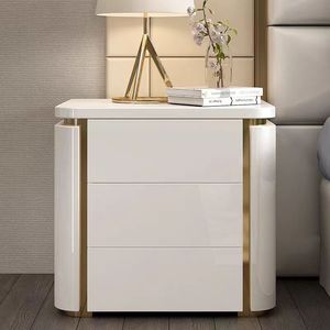 Mesita de Noche Blanca, mesita de noche auxiliar, mesita de noche flotante de madera antigua con cajón para muebles modernos - Product Image 3