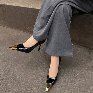 Escarpins de luxe élégants à bout pointu et talon aiguille, inspirés des créateurs, pour femmes, nouvelle collection 2026, 8 cm, en cuir véritable de haute qualité, vente en gros - Product Image 2