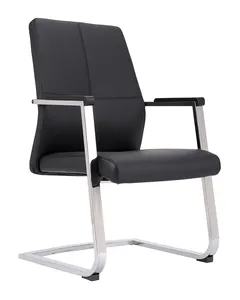 Ofis mobilyaları toptan deri kol sandalye krom Metal çerçeve