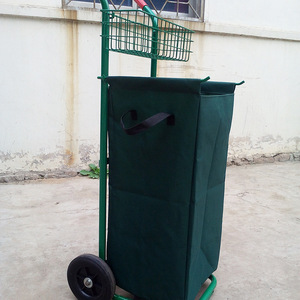 Chariot de ramassage de feuilles de jardin 1215x485x490mm 2 roues en acier maillé avec rangement d'outils amovible pour usage extérieur vert - Product Image 1