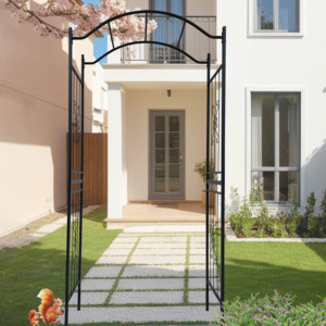 Arco de jardín metálico de 3.6 pies x 1.47 pies x 7.5 pies, con recubrimiento de polvo negro, soporte para plantas trepadoras, enrejado para exteriores - Product Image 4