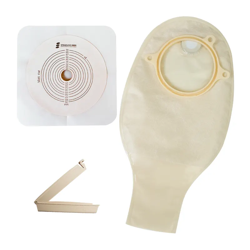 Reusable Drainable Beige Two pieces Colostomy Bag Ostomy Pouch