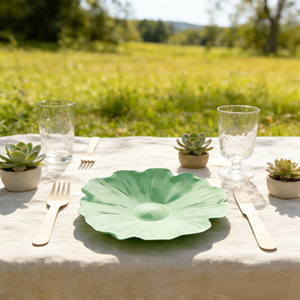 Assiettes jetables écologiques de qualité alimentaire vert gazon <span class=keywords><strong>en</strong></span> gros pour fêtes et camping - Product Image 5