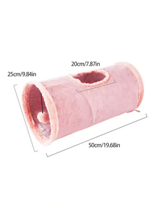 Luxe binnen- en buiten speeltunnel voor katten van polyester pluche, opvouwbaar, met draagtas - Product Image 5