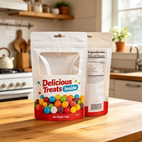Sachet Doypack Personnalisé Transparent avec Fenêtre, Refermable à Fermeture Éclair, pour Popcorn, Snacks, Noix, Biscuits, Emballage de Présentation au Détail