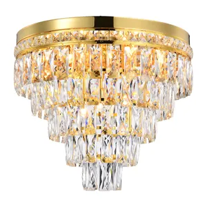圆形精致水晶G9底座客厅金色天花板现代嵌入式吸顶灯