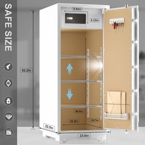 <span class=keywords><strong>TIGERKING</strong></span> Coffre-fort domestique extra large et robuste de 17,6 pieds cubes, en acier de 235 lb, avec serrure à double commande, boîte de rangement intérieure blanche - Product Image 6
