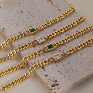 Pulsera de Acero Inoxidable con Cierre de Candado y Cristales, Chapada en Oro de 18k, Resistente al Agua y al Deslustre, Joyería de Moda 2022 - Product Image 1