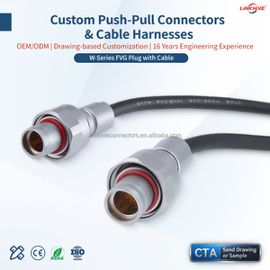 Kabel Konektor Pengunci Berulir Tahan Air RTS IP68 360 °   Kabel Colokan Lurus EMC Shield W Series TVG untuk Lingkungan Keras - Product Image 1