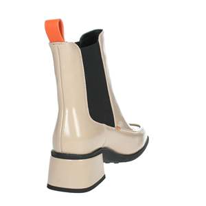 Bottines basses pour femme Manufacture D'Essai en cuir verni beige à talon bloc - Product Image 3