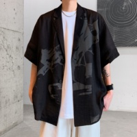 Chemise d'été décontractée pour homme à manches courtes, imprimé abstrait, coupe ample, respirante, col à revers, pour le streetwear quotidien