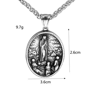 Collar con colgante de la Virgen María de acero inoxidable para hombres, regalo religioso, joyería, accesorio de moda - Product Image 5