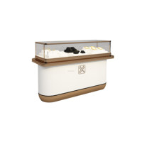 Vitrine de présentation de bijoux d'île, comptoir, armoire rectangulaire, éclairage LED, MDF, exposition, vente au détail, centre commercial, magasin