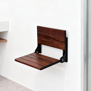 Concentric <b>Folding</b> <b>Shower</b> Chair 41.5x34x5.4cm Teak Wood Seat For Bathroom Seniors - Product Image 1