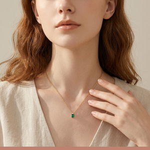 Tremendous Quality Elegant 18K Solid Yellow Gold Real Natural Emerald Pendant <b>Necklace</b> Fine Jewelry Diamond <b>Necklace</b> For Women - Product Image 5