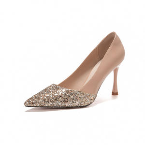 Party dazzling <b>nude</b> leather glitter stiletto <b>wedding</b> <b>shoes</b>, elegant women's high heels, fashionable and sexy high heels - Product Image 5