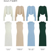 Ensemble deux pièces en tricot pour femme avec logo personnalisé, robe midi, châle, manteau, tricot, tenues élégantes automne 2026