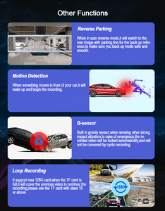 Caméra de tableau de bord Dvr 2k, caméra de tableau de bord, rétroviseur, enregistrement vidéo en boucle, moniteur panoramique 360, 3 objectifs, 360 degrés - Product Image 6