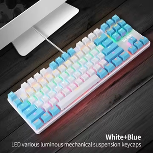 Bajeal K100 Teclas de doble color 87 Teclas <span class=keywords><strong>RGB</strong></span> Respiración Interruptor azul claro Teclado mecánico para juegos con cable - Product Image 4