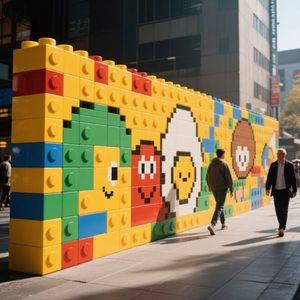 COBLOCKS personalizado ABS + UV pared de partición decorativa comercial creativo centro comercial al aire libre bloques de construcción gigantes paredes temáticas de dibujos animados - Product Image 1
