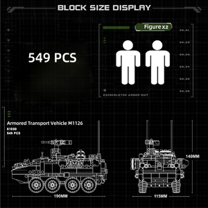 549PCS Weltkrieg WW2 Deutsches Militär M1126 Gepanzerte Transport soldaten Gepanzerte Fahrzeug modellbau steine High-Tech-Spielzeug - Product Image 6
