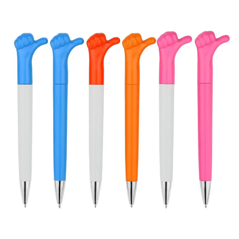 قلم يدوي مخصص رخيص السعر على شكل كرة على شكل إبهام الإصبع أقلام ترويجية بلاستيكية