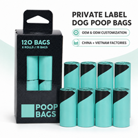 Sacs à déjections canines personnalisés en gros, 120 unités, rouleaux de sacs à crottes pour animaux de compagnie, fournisseur d'emballages OEM ODM sous marque privée