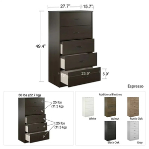 Commode moderne de salon en mélaminé chêne <span class=keywords><strong>noir</strong></span>, 5 tiroirs, écologique, pour hôpital, meuble de rangement en bois, mobilier de chambre à coucher, vente en gros - Product Image 4
