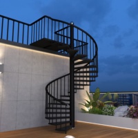 Escalera Espiral Metálica para Exteriores de Acero al Carbono Galvanizado Resistente a la Intemperie de Grado Arquitectónico Profesional, Ahorra Espacio
