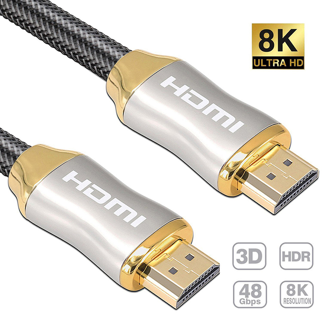 Certified Ultra HD 8k 1m 2m 3m 5m High Speed 48gbps Gold-Plated Zinc Alloy 8k 60hz 4k 120hz HDMI 2.1 Cable for TV and Projector