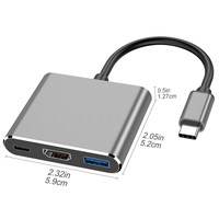 HDTV Tipe C Hub USB 3 Port, stasiun Dok 3-in-1 Aluminium Aloi kecepatan tinggi USB 3.0 HDTV untuk Laptop PC Multiport