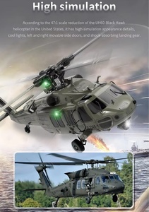 Cao mô phỏng đen <span class=keywords><strong>Hawk</strong></span> uh60 2.4G <span class=keywords><strong>RC</strong></span> máy bay trực thăng yxzrc F09 với kép động cơ không chổi than và CNC rotor đầu cho ổn định 3D chuyến bay - Product Image 4