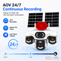 Caméra solaire mondiale 4G Wistino à double panneau, quatre objectifs, quatre écrans, zoom 10X, suivi humanoïde, alarme, caméra AOV 24/7