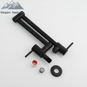 <span class=keywords><strong>Robinet</strong></span> de cuisine mural Wayon en laiton brossé gris moderne avec bras pliable - Product Image 3