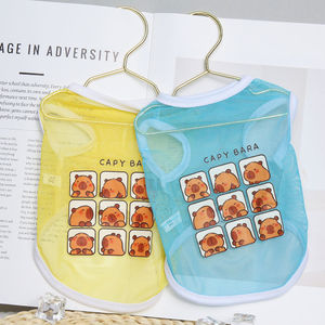 Gilet pour animaux de compagnie imprimé capybara, vêtements d'été en maille respirante pour chiens et chats, jaune, violet, bleu - Product Image 4