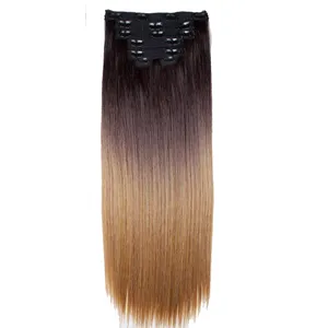 Noble boa qualidade colorido barato cabelo loiro reta de seda do cabelo para as mulheres negras afro sintético grampo na extensão do cabelo