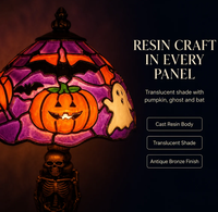 Lampe de table Tiffany d'Halloween en résine, artisanat en verre teinté translucide pour table de chevet, salon, table basse, décoration de fête d'Halloween